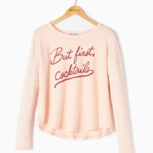 Wildfox But First Cocktails Pullover in Pink Salt New with Tags Size Small